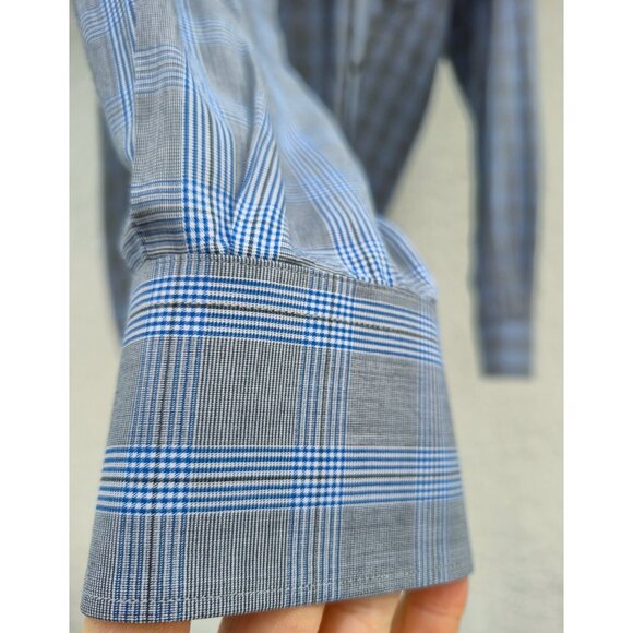 Ermenegildo Zegna Plaid Button-Down Shirt Blue Grey Men’s Luxury Designer Size M - Picture 4 of 11